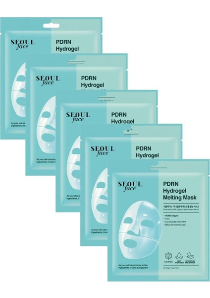 Seoul Face Pdrn Hydrojel Eriyen Maske Nemlendirici Cilt Onarıcı Şeffaf Jel Maske 34 gr 5 Adet