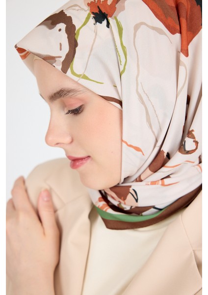 Kahve Çiçek Desenli Eşarp 5693 fiyatları