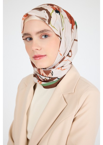 Kahve Çiçek Desenli Eşarp 5693 fırsatları