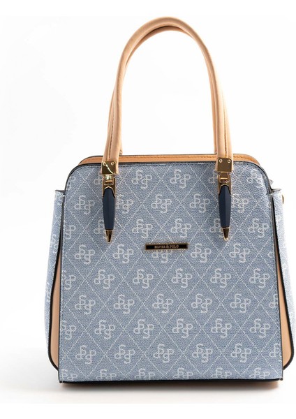 Kadın Omuz Çantası 1136-46543 Sılver Polo Bayan Çantası M178 Mavi-Mat Ten