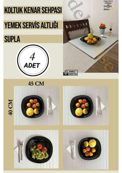 Açık Gri (4 Adet) Çok Amaçlı Koltuk Kenar Sehpası, Supla, Yemek Servis Altlığı