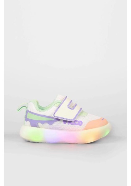 346.25Y.161 Beyaz-Lıla Işıklı Çocuk Spor Ayakkabı