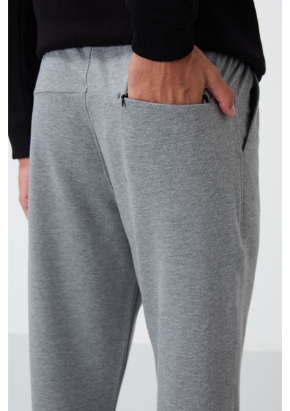 Gri Melanj Bağcıklı Cepli Standart Kalıp Klasik Paça Erkek Eşofman Alt - 84682 modelleri