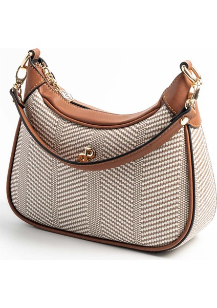Kadın Omuz Çantası 1180-46424 Sılver Polo Bayan Çantası M132 Bej-Mat Taba