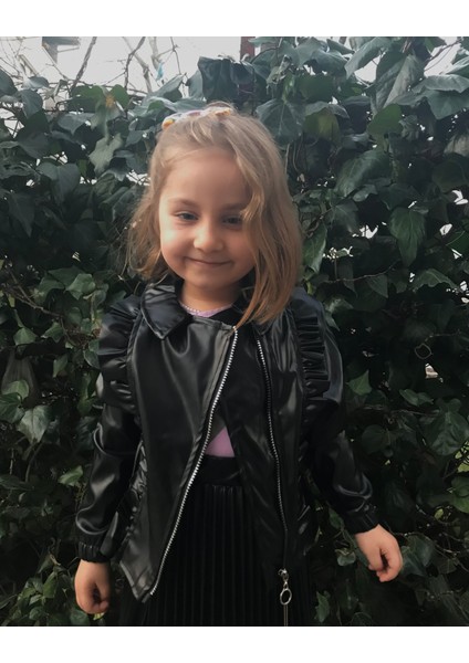 Kız Çocuk Suni Deri Ceket , Kız Çocuk Ceket , Çocuk Siyah Ceket modelleri