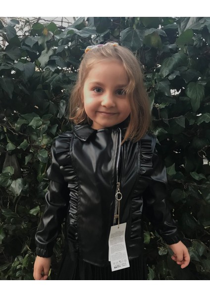 Kız Çocuk Suni Deri Ceket , Kız Çocuk Ceket , Çocuk Siyah Ceket fırsatları