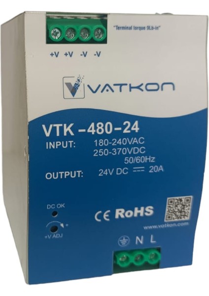 VTK-480-24 (24VDC - 20A Monofaze Güç Kaynagi)
