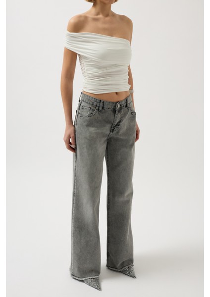 Taş Şerit Detaylı Siyah Jean modelleri