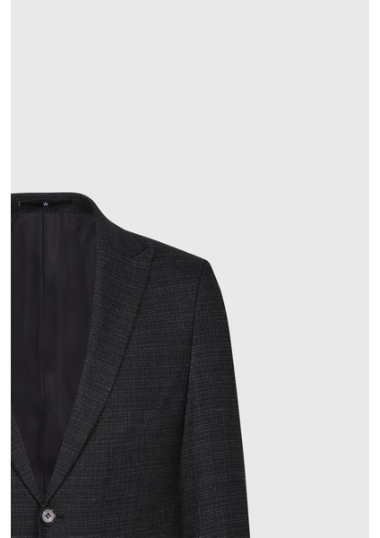Slim Fit Dar Kesim Kırlangıç Yaka Desenli Çift Pantolonlu Takım Elbise