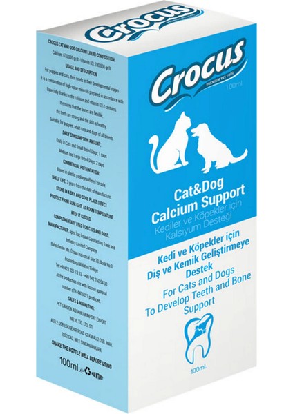 Kedi&köpek Kalsiyum Destek 100ML Sptgl