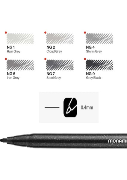 Eskiz Defteri A5 120 gr 50 Yaprak Monami Plus Pen Su Bazlı Keçeli Kalem Seti 6'lı Grey Tones indirimleri