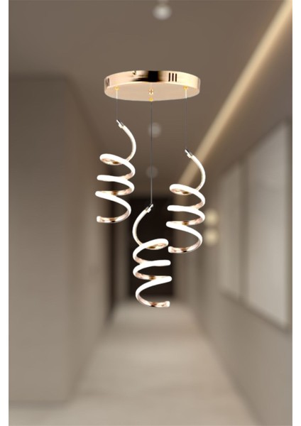 Modern Gold 3'lü Yay Sarkıt Model Beyaz Renk LED Avize