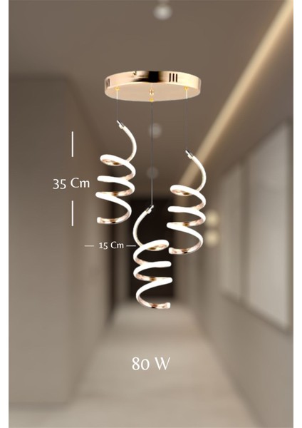 Modern Gold 3'lü Yay Sarkıt Model Beyaz Renk LED Avize modelleri