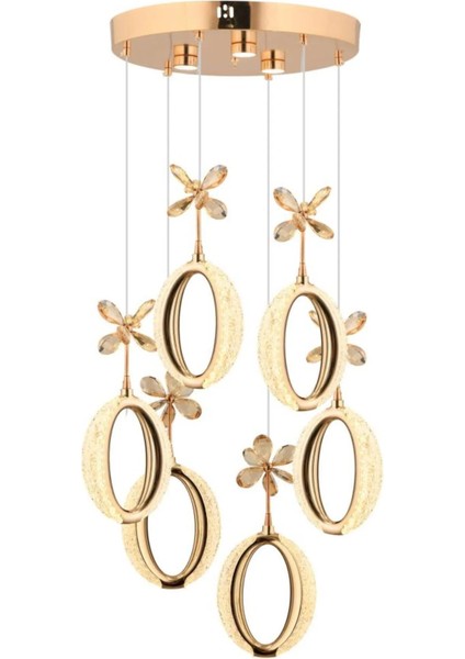 Istanbul Avize Zeus 6'lı Gold Kumandalı 3 Renk Ledli Modern LED Avize