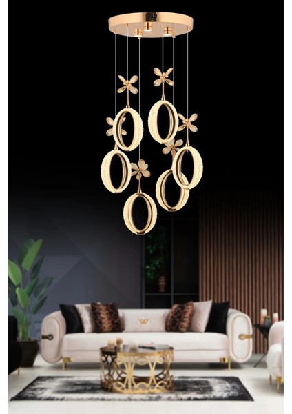 Istanbul Avize Zeus 6'lı Gold Kumandalı 3 Renk Ledli Modern LED Avize