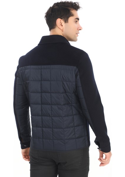 4754 Erkek Lacivert Bebe Yaka Kapitone Detaylı Fermuarlı Mont modelleri
