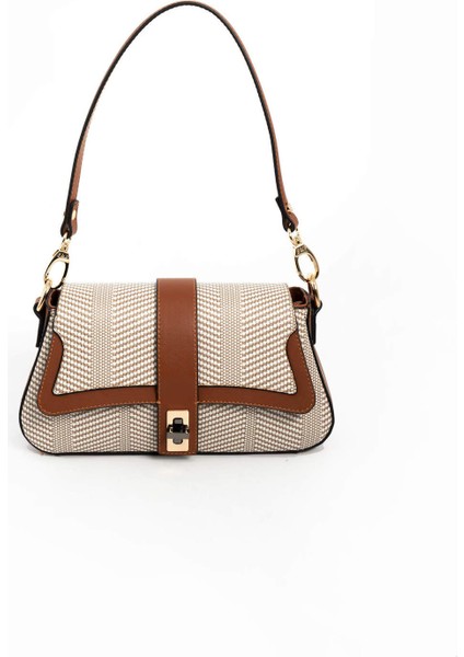 Kadın Çapraz Çanta 1177-46293 Sılver Polo Çapraz Bayan Çantası M132 Bej-Mat Taba