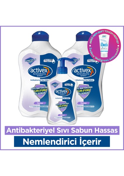 Antiibakteriyel Sıvı Sabun Hassas 2x1.5 Lt + 500 ml