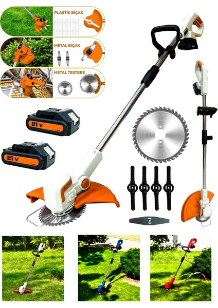 Maxstar Pro-S Çift Akülü Şarjlı Kenar Ot Çalı Çim Biçme Kesme Tırpan Makinesi