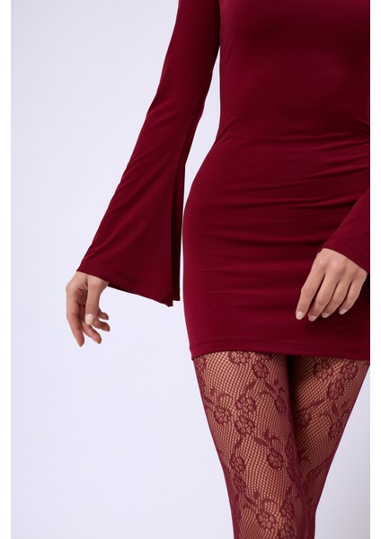 Volan Detay Straplez Mini Bordo Elbise indirimleri