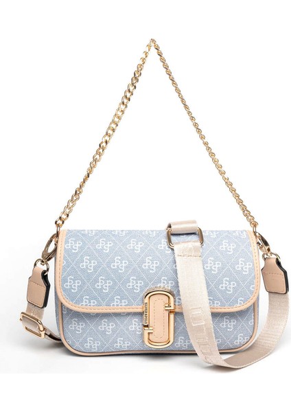 Kadın Çapraz Çanta 1171-46327 Sılver Polo Çapraz Bayan Çantası M178 Mavi-Mat Ten