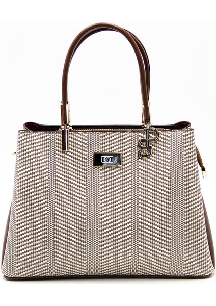 Kadın Omuz Çantası 1098-42308 Silver Polo Bayan Çantası M132 Bej-Mat Taba