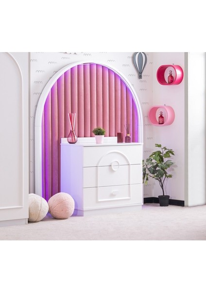 Star Şifonyer - Beyaz Pembe