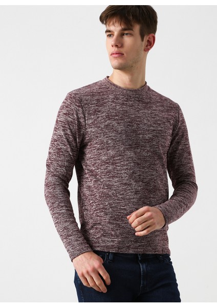 12160904 Fresh Knit O Yaka Erkek Mürdüm Kazak modelleri