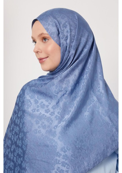 İndigo Leopar Desen İtalyan Jakar Şal