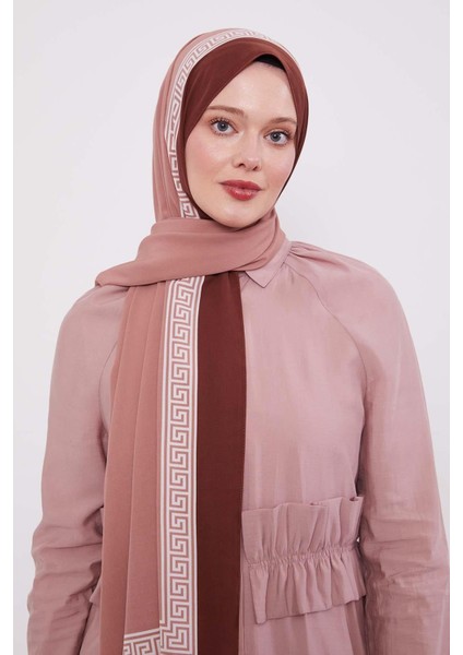 Menekşe Labirent Desen Medine Ipeği Şal