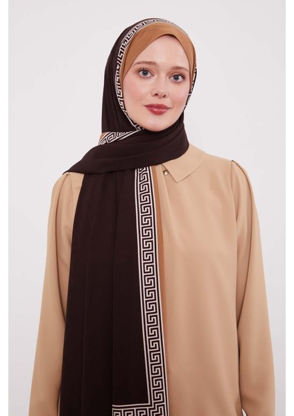 A.kahve Labirent Desen Medine Ipeği Şal