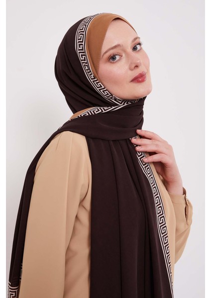 A.kahve Labirent Desen Medine Ipeği Şal fiyatları