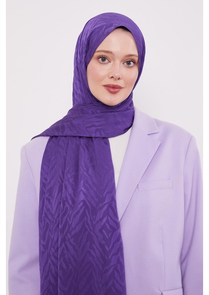 Mor Soyut Yaprak Desen Jakar Capri Şal