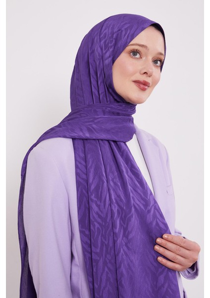 Mor Soyut Yaprak Desen Jakar Capri Şal fiyatları