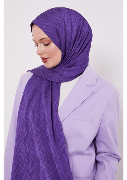 Mor Soyut Yaprak Desen Jakar Capri Şal modelleri