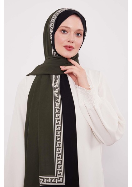 K.yeşil Labirent Desen Medine Ipeği Şal