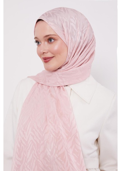 Pudra Soyut Yaprak Desen Jakar Capri Şal modelleri