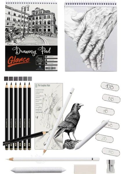 Eskiz Defteri A5 120 gr 50 Yp Pitt Graphite Matte Pencils 6'lı Set