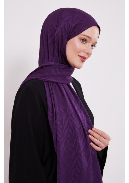 Mürdüm Soyut Yaprak Desen Jakar Capri Şal fiyatları