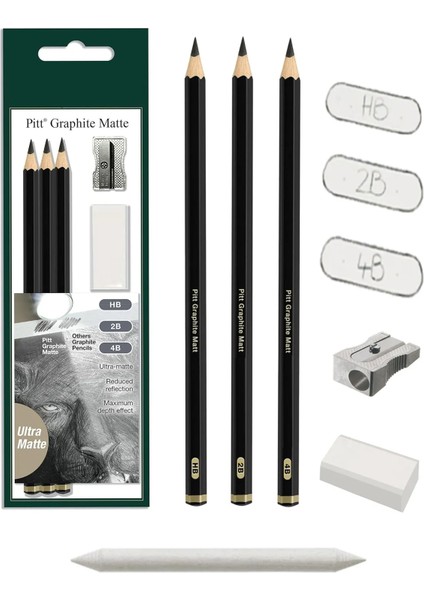 Pitt Graphite Matte Pencils Hb, 2b, 4b 6'lı Set