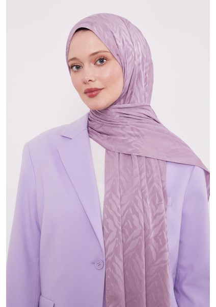 Menekşe Soyut Yaprak Desen Jakar Capri Şal