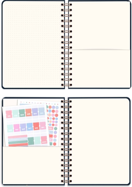 2025-2026 A5 Keten Akademik Ajanda Spiralli 15X21 cm - 17 Aylık Lacivert