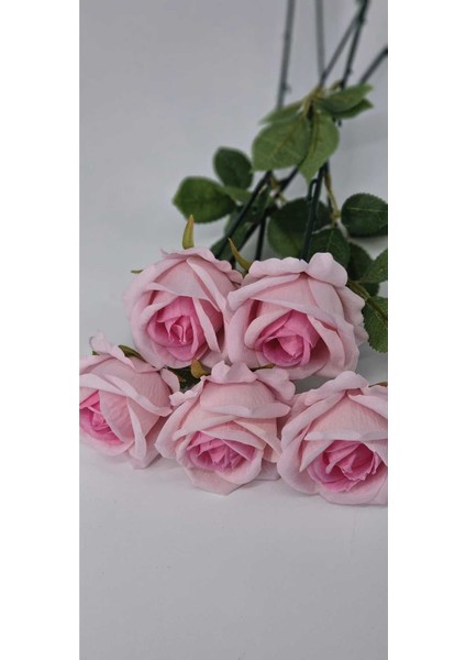 Yapay Kadife Gül 6 Adet Açık Pembe 50 cm Vazodekor Gelin Çiçeği Ev Süsü modelleri