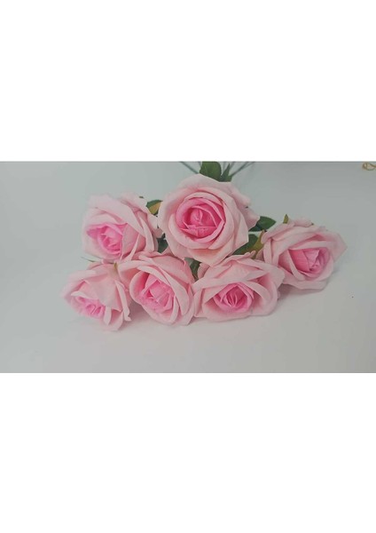 Yapay Kadife Gül 6 Adet Açık Pembe 50 cm Vazodekor Gelin Çiçeği Ev Süsü fırsatları