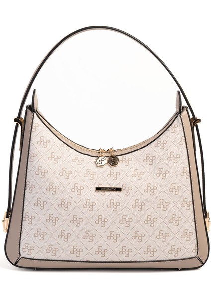 Kadın Omuz Çantası 1187-46763 Sılver Polo Bayan Çantası M178 Bej-Mat Kum