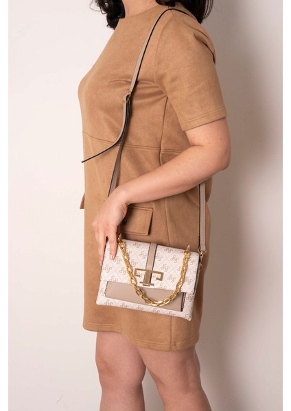 Kadın Çapraz Çanta 1148-45031 Sılver Polo Çapraz Bayan Çantası M178 Bej-Mat Kum