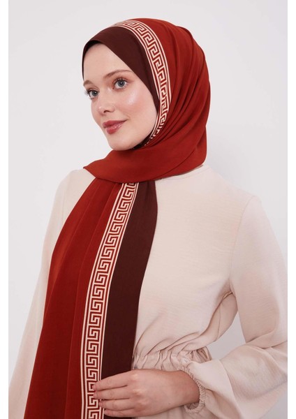 Bordo Labirent Desen Medine Ipeği Şal modelleri