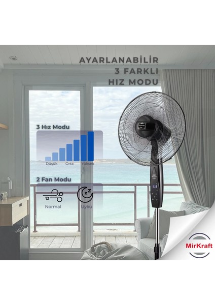 FS-K40BR Stand Fan Vantilatör Uzaktan Kumandalı 16''