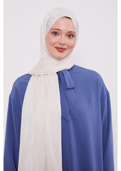 Krem Soyut Yaprak Desen Jakar Capri Şal