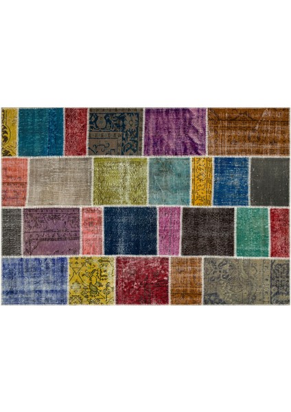 Çok Renkli Doğal Dokuma Patchwork Halı